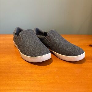 Grey Felt Material Slip on Sneakers